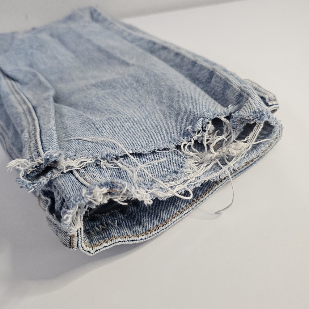 American Eagle Strigid Mom Jean Denim Size 12 Distressed Thrashed - Picture 9 of 10